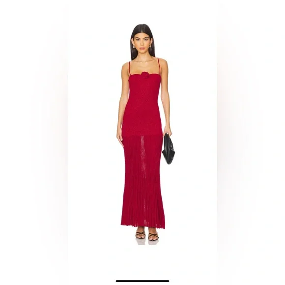 butter maxi dress Petal and Pup Women's Anabelle Halter Neck Lace Maxi Dress